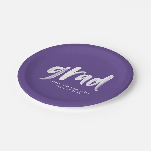 Lila Abschluss für Skript Pappteller (Schrägansicht)