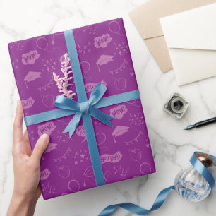 Lila Abschluss-Handzeichen Geschenkpapier
