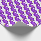 lila Abschluss-Hüte mit Goldfass Geschenkpapier (Ecke)