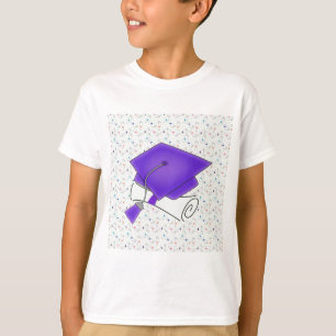 Lila Abschluss-Kappe u. Diplom, bunte Diplome T-Shirt