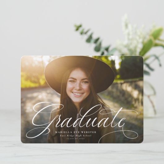 Lila Abschluss mit einfachem Skriptabschluss Ankündigung (Stehend Vorderseite)