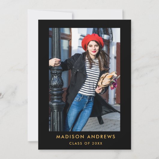 Lila Abschluss mit Goldstreifen Einladung - Zurück (Rückseite)