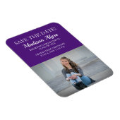 Lila Abschluss mit weißem Foto Speichern des Datum Magnet (Rechte Seite)