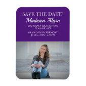 Lila Abschluss mit weißem Foto Speichern des Datum Magnet (Vertikal)