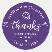 Lila Abschluss Moderne Vielen Dank, dass Sie sich  Runder Aufkleber (Vorderseite)