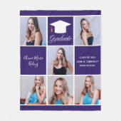 Lila Abschluss Senior Foto Collage Custom Fleecedecke (Vorderseite)