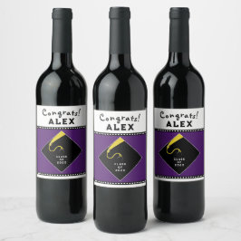 Lila Abschluss Weinetikett