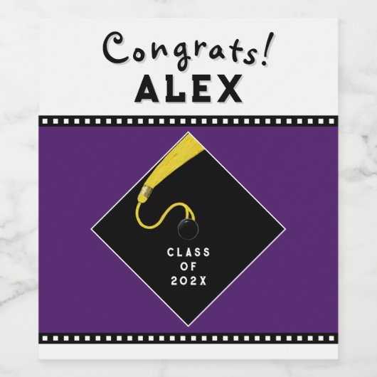 Lila Abschluss Weinetikett (Einzelnes Label)