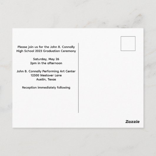 Lila Abschluss Zeremonie Custom 2023 Einladung Postkarte (Rückseite)