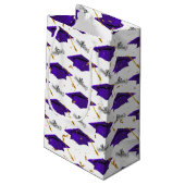 Lila Abschlüsse mit Diplomen Kleine Geschenktüte (Rückseite Schrägansicht)