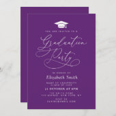 lila Abschlussfeier Einladung (Vorne/Hinten)