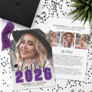 Lila Abschlussfoto Abitur Ankündigung