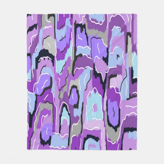Lila Abstrakt mit Blau und Schwarz Fleecedecke (Vorderseite)