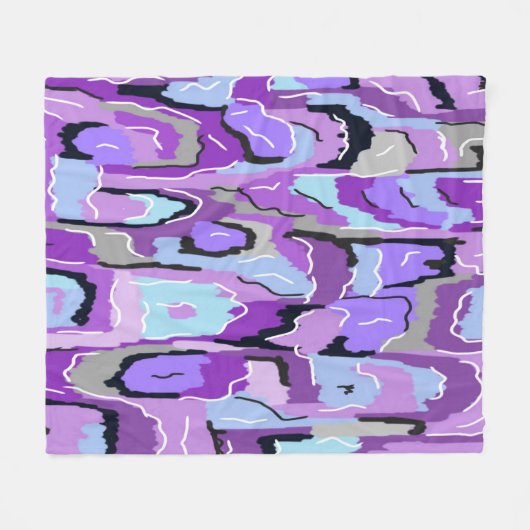 Lila Abstrakt mit Blau und Schwarz Fleecedecke (Vorderseite (Horizontal))