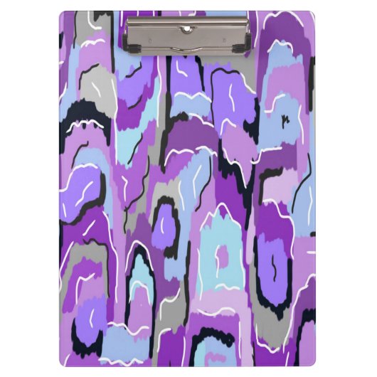 Lila Abstrakt mit Blau und Schwarz Klemmbrett (Vorderseite)