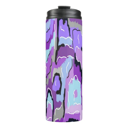 Lila Abstrakt mit Blau und Schwarz Thermosbecher (Vorderseite)
