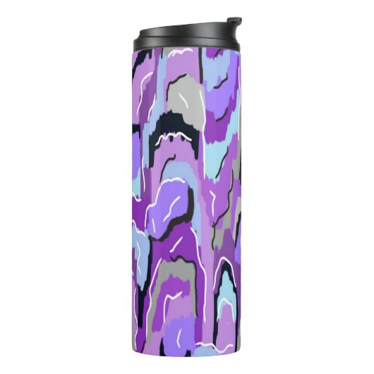 Lila Abstrakt mit Blau und Schwarz Thermosbecher (Nach links gedreht)