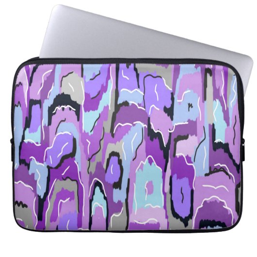 Lila Abstrakt mit blauen und schwarzen Akzenten Laptopschutzhülle (Vorderseite)