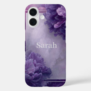 Lila Abstrakt, Weiße Linien iPhone 16 Hülle