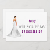 Lila Abstrakt Werden Sie meine Bridesmaid? Einladung (Vorne/Hinten)