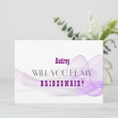 Lila Abstrakt Werden Sie meine Bridesmaid? Einladung (Stehend Vorderseite)
