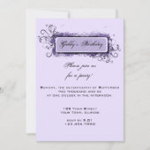 Lila Abstrakte Blumengeburt Einladung (Vorderseite)