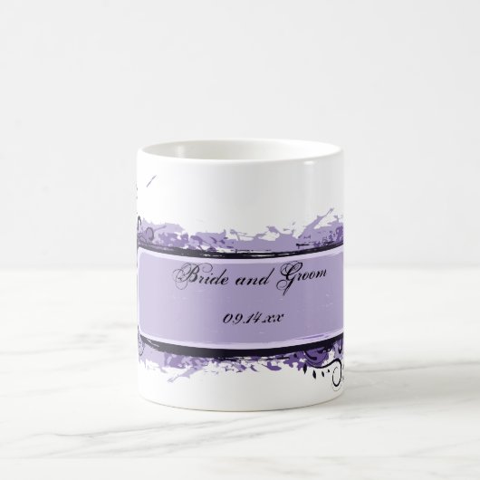 Lila Abstrakte Blumenhochzeit Kaffeetasse (Mittel)