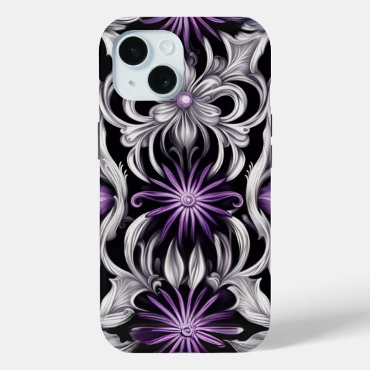 Lila abstrakte Blumenkunst Case-Mate iPhone Hülle (Rückseite)