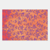 Lila Abstrakte Blüte auf Orangenflächen Geschenkpapier Set (Vorderseite 2)