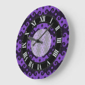 Lila Abstrakte Diamond Eye Curls Musteruhr 2 Große Wanduhr (Winkel)