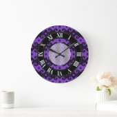 Lila Abstrakte Diamond Eye Curls Musteruhr 2 Große Wanduhr (Zuhause)