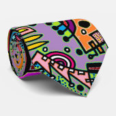 Lila abstrakte Gekritzelswag-Krawatte Krawatte (Gerollt)