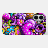 Lila abstrakte Herzen und Blumen Case-Mate iPhone Hülle (Rückseite (Horizontal))