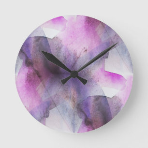 lila abstrakte Kunst des nahtlosen Kubismus Runde Wanduhr