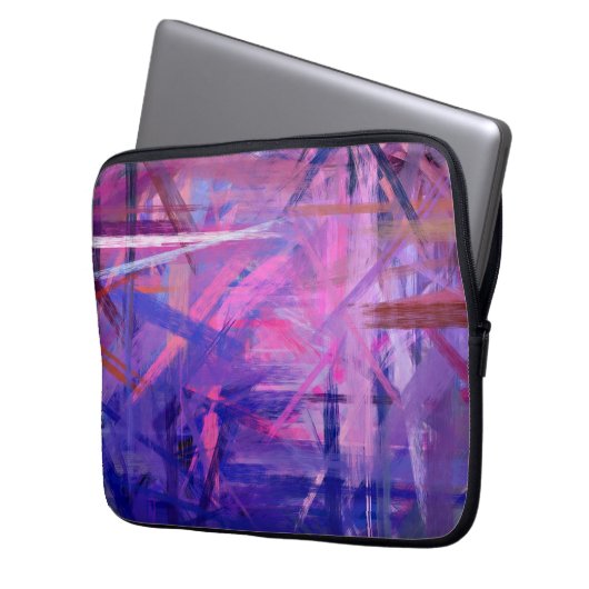 Lila abstrakte Kunst, die 3 malt Laptopschutzhülle (Vorderseite Links)