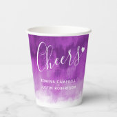 Lila abstrakte Kunst UV-Hochzeit Pappbecher (Rückseite)