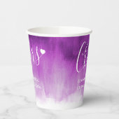 Lila abstrakte Kunst UV-Hochzeit Pappbecher (Links)