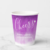 Lila abstrakte Kunst UV-Hochzeit Pappbecher (Vorderseite)