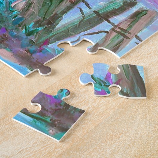 Lila abstrakte Landschaft mit Bäumen Puzzle (Seite)