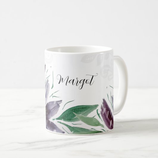 Lila Abstrakte Lotus Wasserfarbene Spitze Kaffeetasse (VorderseiteRechts)