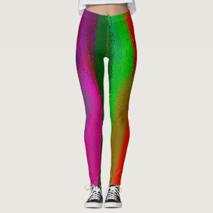 Lila Abstrakte Malerei in Rot Leggings