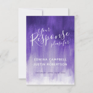 Lila abstrakte moderne Hochzeitsantwort UAWG QR Einladung