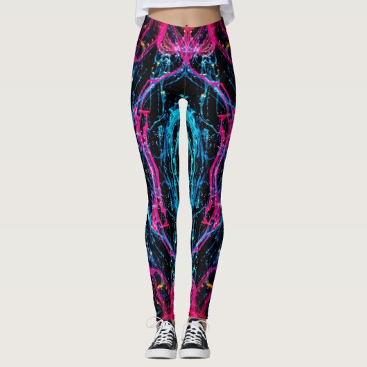 lila abstrakte Muster Leggings (Vorderseite)