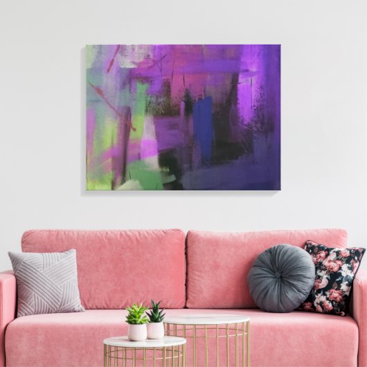 Lila Abstrakte StretchCanvas Leinwanddruck (Insitu (Wohnzimmer))