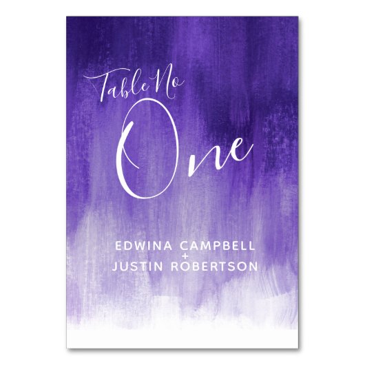 Lila abstrakte Wäsche Moderne Tischnummer eins (Rückseite)