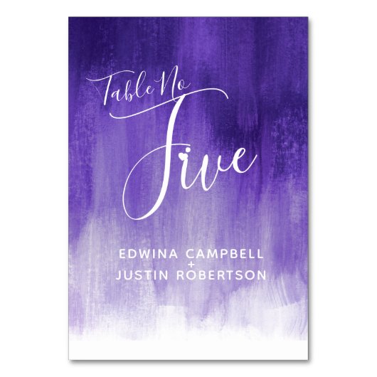 Lila abstrakte Wäsche Moderne Tischnummer fünf (Rückseite)