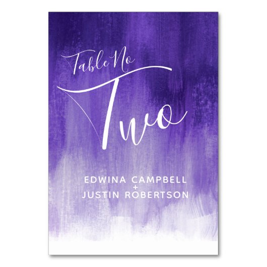 Lila abstrakte Wäsche Moderne Tischnummer zwei (Vorderseite)