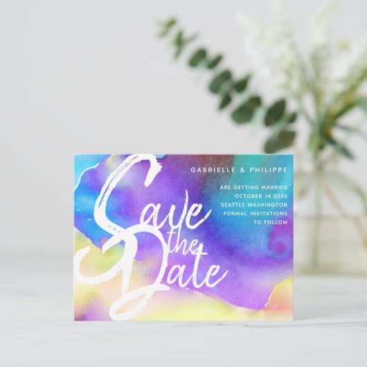 Lila Abstrakte Wasserfarbe, kühl, elegant und mode Postkarte (Stehend Vorderseite)