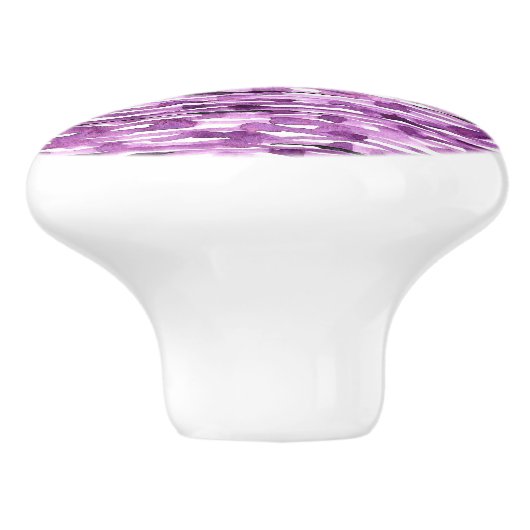 Lila Abstrakte Wasserfarben Streifen Keramikknauf (Seitenansicht)