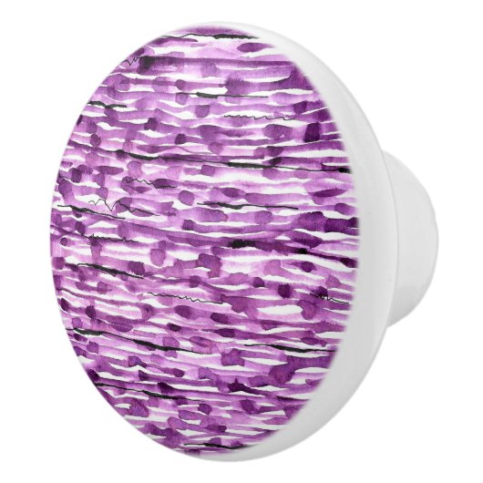 Lila Abstrakte Wasserfarben Streifen Keramikknauf (Rechts)